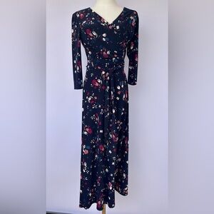 Lauren Ralph Lauren Women’s Floral Print Faux Wrap Midi Dress Navy Size 4